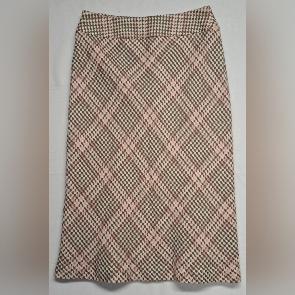 Norton McNaughton 8 Midi Acrylic Skirt Houndstooth Lined Zipper Back